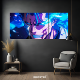 Dripster Grimmjow Jaegerjaquez wall poster featuring vibrant anime character close-up in blue tones